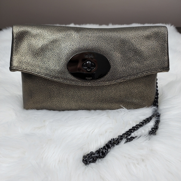 Coach Metallic Leather Turnlock Clutch Shoulder Bag - Picture 2 of 13